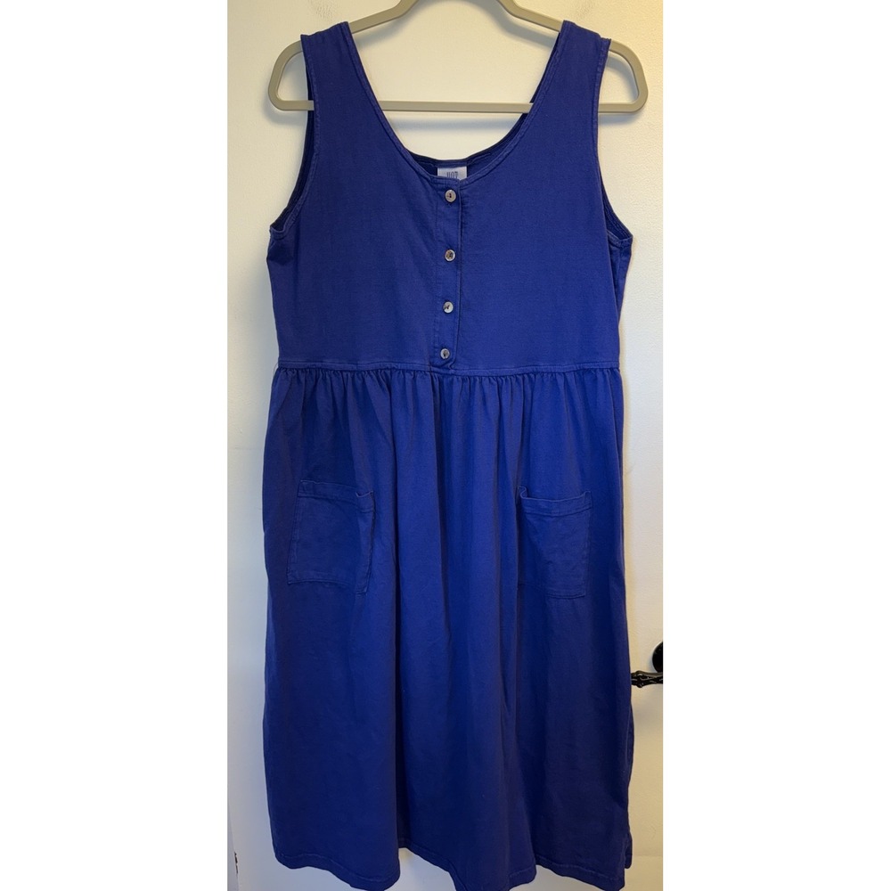 Hot Cotton Marc Ware Dress Maxi Jumper Petite Medium Blue Lagenlook Modest VTG